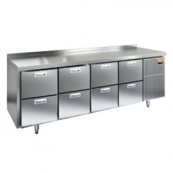 Купить стол охлаждаемый hicold gn 2222/tn (-2+10), 4секц.,8 ящиков, 2280х700х850 – цена от завода, доставка до двери | RuOborudovanie.ru