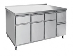 Купить стол для кофемашины abat скм-7-2, арт.21000801143 с бортом, с ящиками 3 выдв+3 откидных – цена от завода, доставка до двери | RuOborudovanie.ru