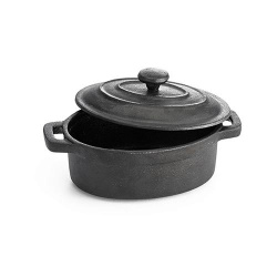 Купить кокотница чугунная овальная 0,235л 12,5х9см h4,5см, с крышкой, цвет черный cw30112 – цена от завода, доставка до двери | RuOborudovanie.ru